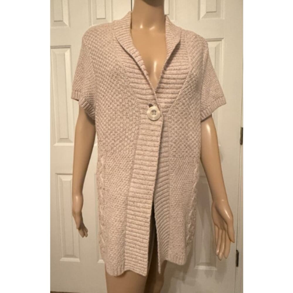 Vintage Christopher & Banks Button Front Capped Sleeve Cardigan, Size L